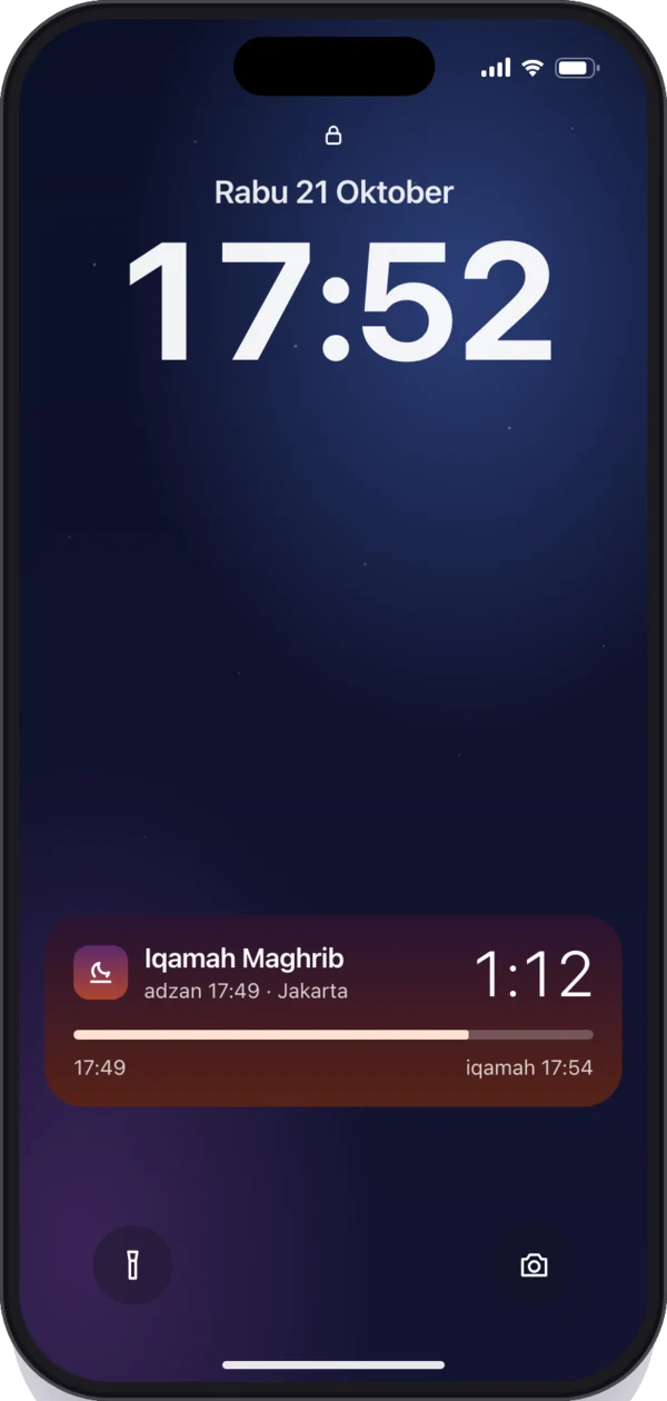 Design preview: the iqamah countdown on the iPhone Lock Screen
