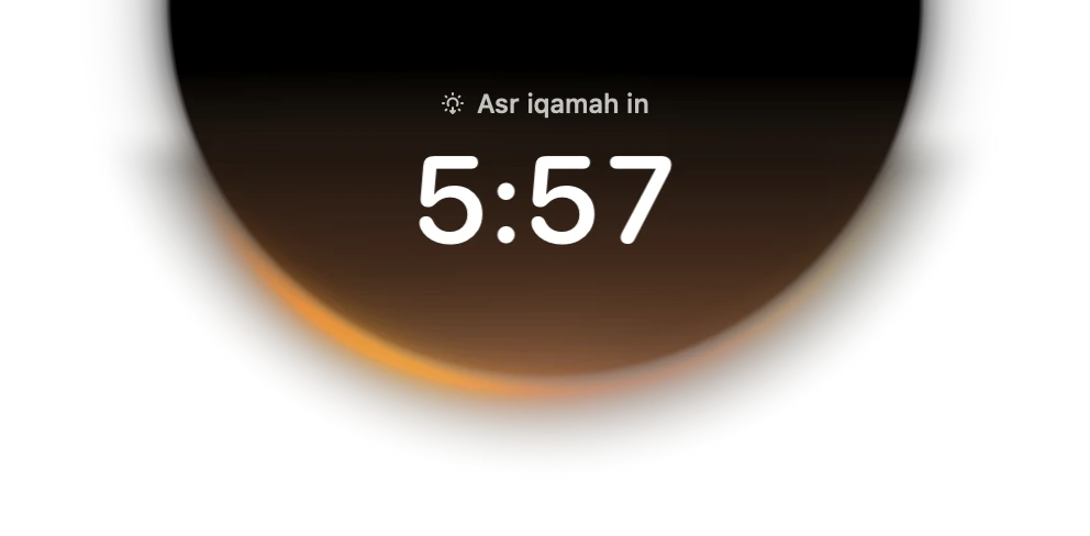 “Asr iqamah in 5:57” in the MacBook notch